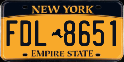 NY license plate FDL8651