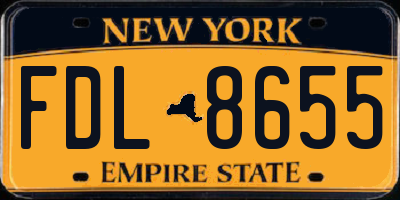 NY license plate FDL8655