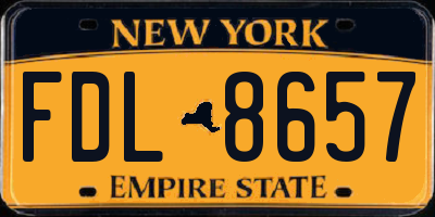 NY license plate FDL8657