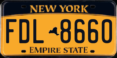 NY license plate FDL8660