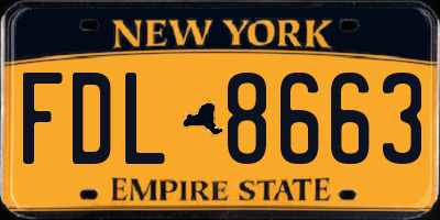 NY license plate FDL8663