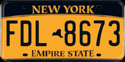 NY license plate FDL8673