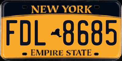 NY license plate FDL8685
