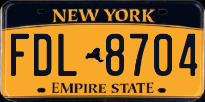 NY license plate FDL8704