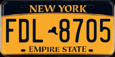 NY license plate FDL8705