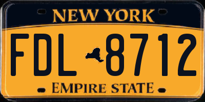 NY license plate FDL8712