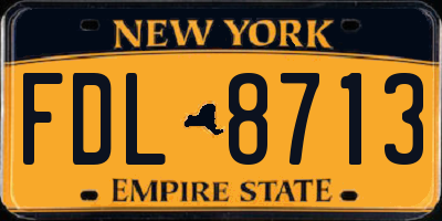 NY license plate FDL8713
