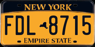 NY license plate FDL8715