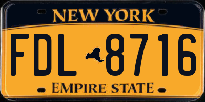 NY license plate FDL8716