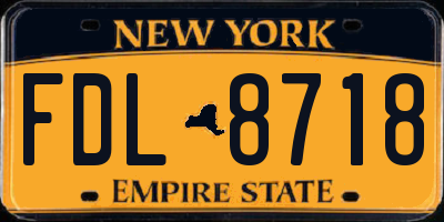 NY license plate FDL8718