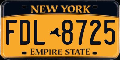 NY license plate FDL8725