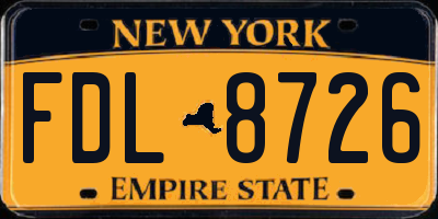 NY license plate FDL8726