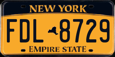 NY license plate FDL8729