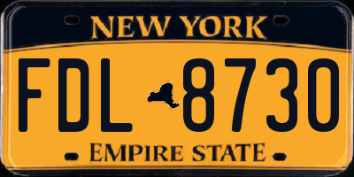 NY license plate FDL8730