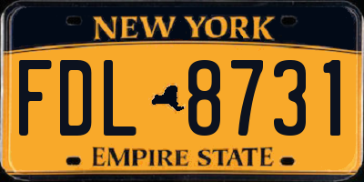 NY license plate FDL8731