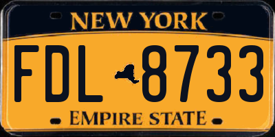 NY license plate FDL8733
