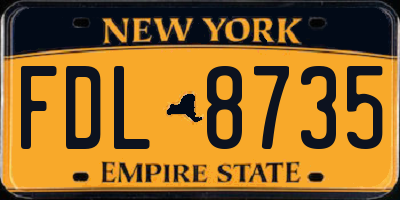 NY license plate FDL8735