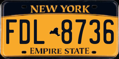 NY license plate FDL8736