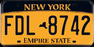 NY license plate FDL8742