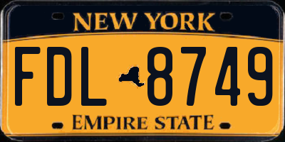 NY license plate FDL8749