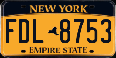 NY license plate FDL8753