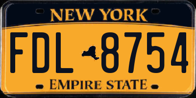 NY license plate FDL8754
