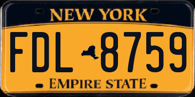 NY license plate FDL8759