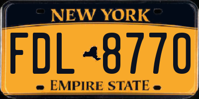 NY license plate FDL8770