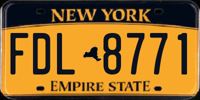 NY license plate FDL8771