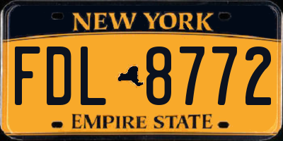 NY license plate FDL8772
