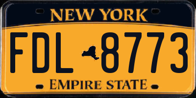 NY license plate FDL8773
