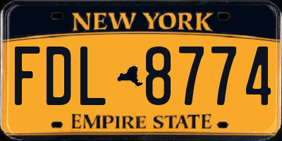 NY license plate FDL8774