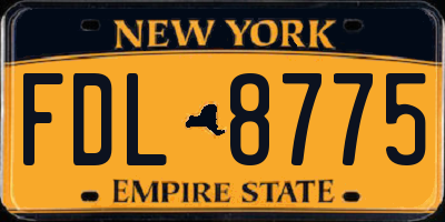 NY license plate FDL8775