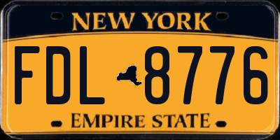 NY license plate FDL8776