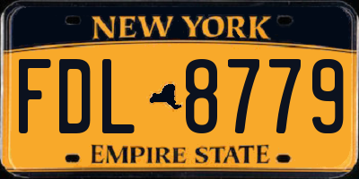 NY license plate FDL8779