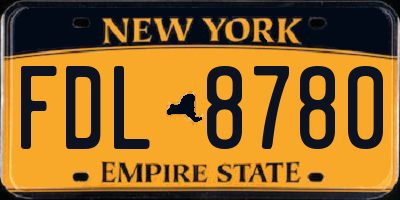 NY license plate FDL8780