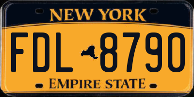 NY license plate FDL8790