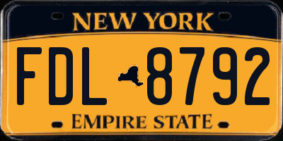 NY license plate FDL8792