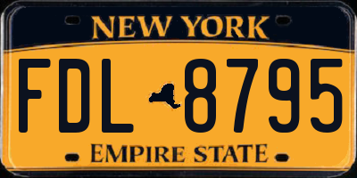 NY license plate FDL8795