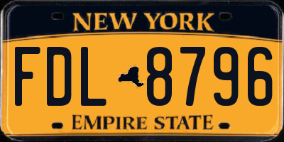 NY license plate FDL8796