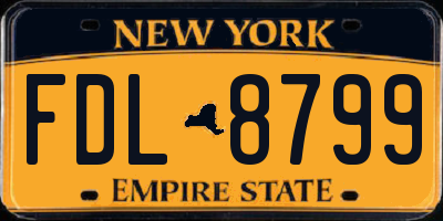 NY license plate FDL8799