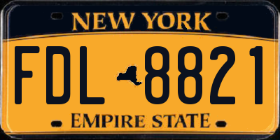 NY license plate FDL8821