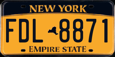 NY license plate FDL8871