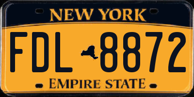 NY license plate FDL8872