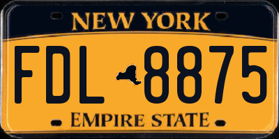 NY license plate FDL8875