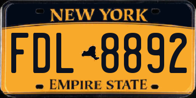 NY license plate FDL8892