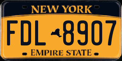 NY license plate FDL8907