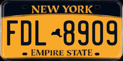 NY license plate FDL8909