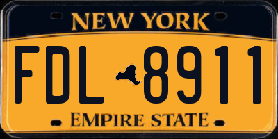 NY license plate FDL8911