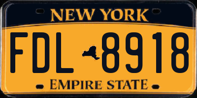 NY license plate FDL8918